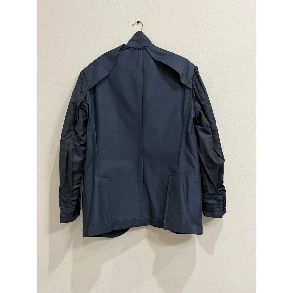 Drake's London Unstructured Cotton Drill Blazer Navy Blue Size 52 / US 42